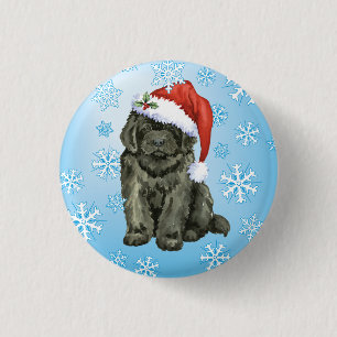 Christmas Newfoundland 3 Cm Round Badge