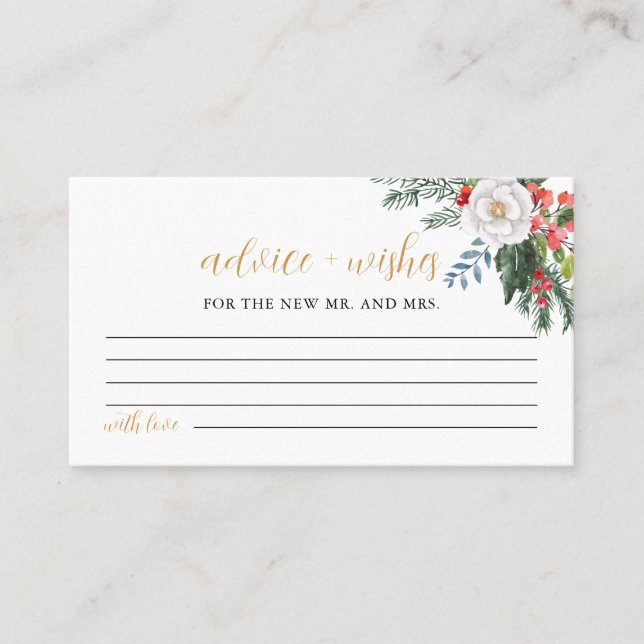 Christmas Newlywed Advice and Wishes Game Card (Front)