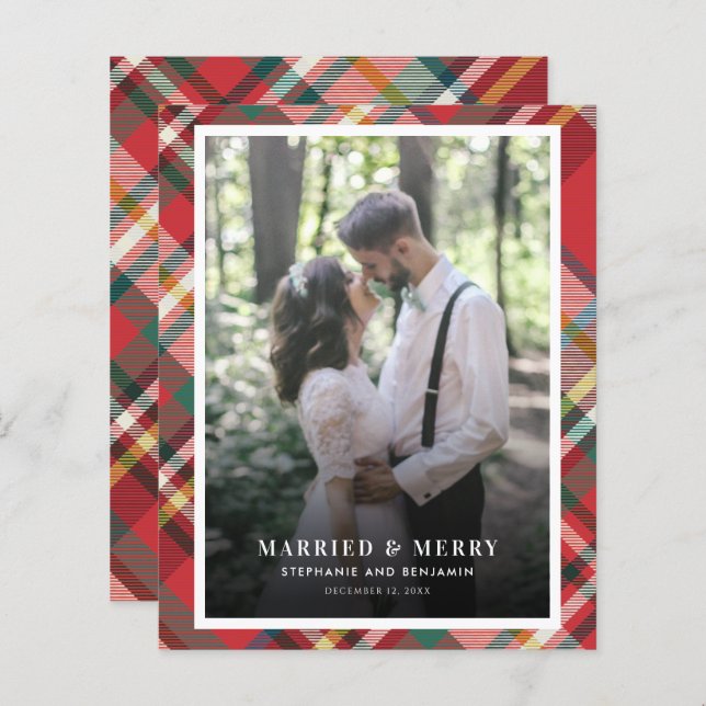 Christmas Newlywed Photo Married and Merry Card (Front/Back)