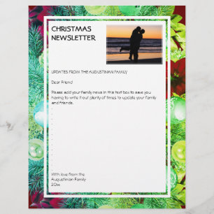 CHRISTMAS NEWSLETTER   Festive Wreath with Photo Custom Letterhead