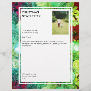 CHRISTMAS NEWSLETTER   Festive Wreath with Photo Custom Letterhead