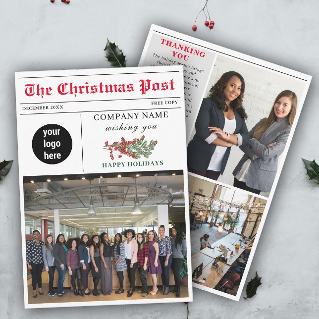 Christmas Newsletter Newspaper Business Corporate  Holiday Card (Christmas Newsletter Newspaper Business Corporate Holiday Card)