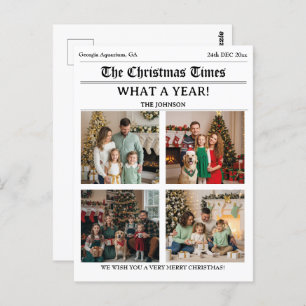 Christmas Newspaper Family Newsletter Photo Postcard