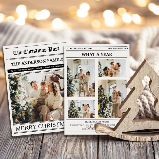 Christmas Newspaper Photo What a Year Holiday Card (Creator Uploaded)