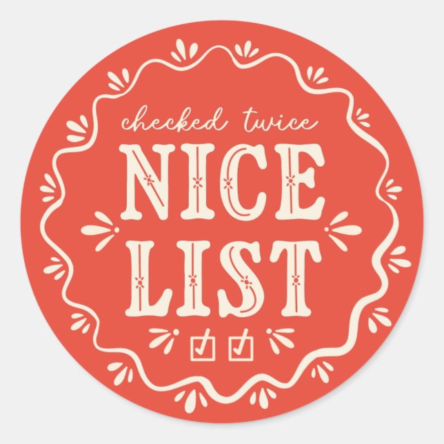 Christmas Nice List boho gift sticker (Front)