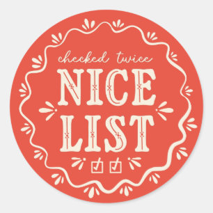 Christmas Nice List boho gift sticker