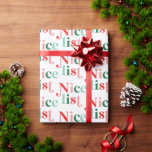 Christmas nice list colourful retro font wrapping paper<br><div class="desc">Nice List Christmas colourful retro font.</div>