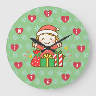 Christmas Nice List Kids Gift From Santa Clause Large Clock