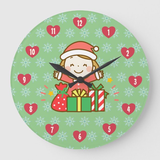 Christmas Nice List Kids Gift From Santa Clause Large Clock (Front)