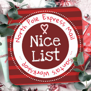 Christmas Nice List North Pole Mail Square Sticke Square Sticker