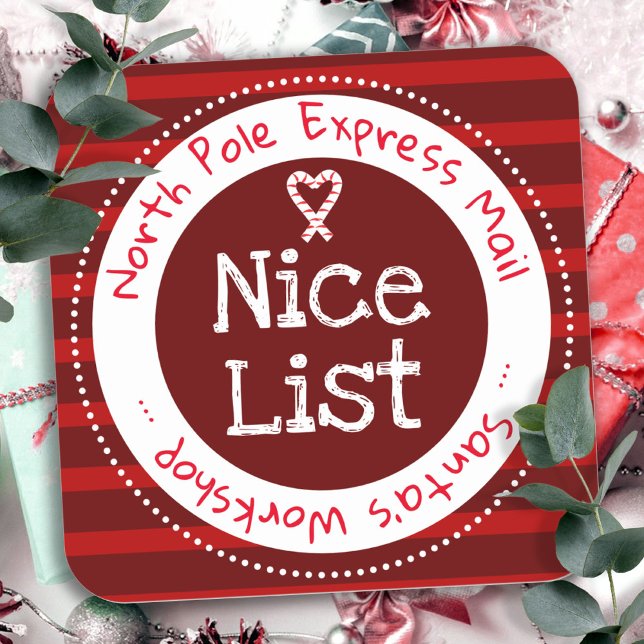 Christmas Nice List North Pole Mail  Square Sticke Square Sticker (Creator Uploaded)