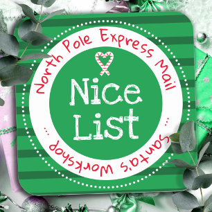 Christmas Nice List North Pole Mail  Square Sticker