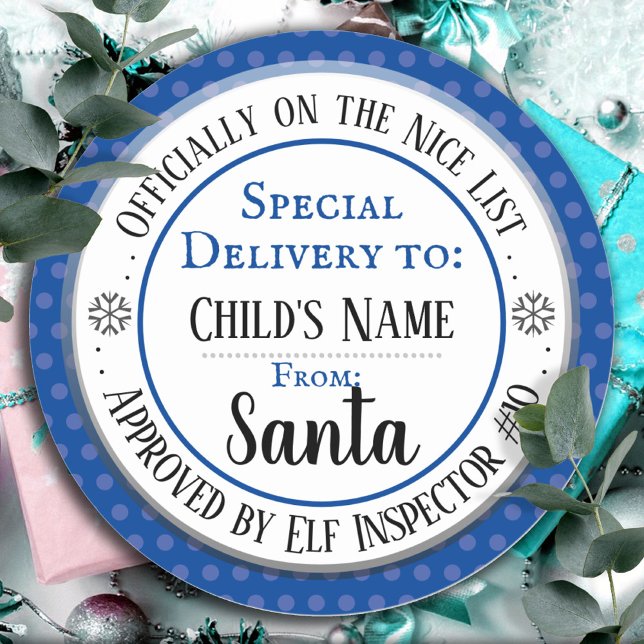 Christmas Nice List Official Custom Name Classic Round Sticker (Creator Uploaded)
