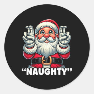 Christmas Nice List Santa Naughty Funny Christmas Classic Round Sticker