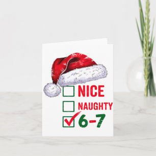 Christmas Nice Naughty 67 Brainrot Funny 6-7 Meme Card