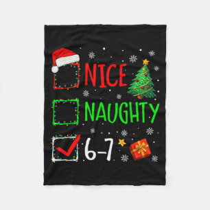 Christmas Nice Naughty 67 Brainrot Funny 6-7 Meme Fleece Blanket