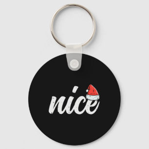 Christmas Nice Naughty Couple Funny Xmas Matching Key Ring