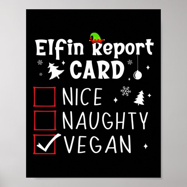 Christmas Nice Naughty Funny Xmas List Vegan Funny Poster (Front)