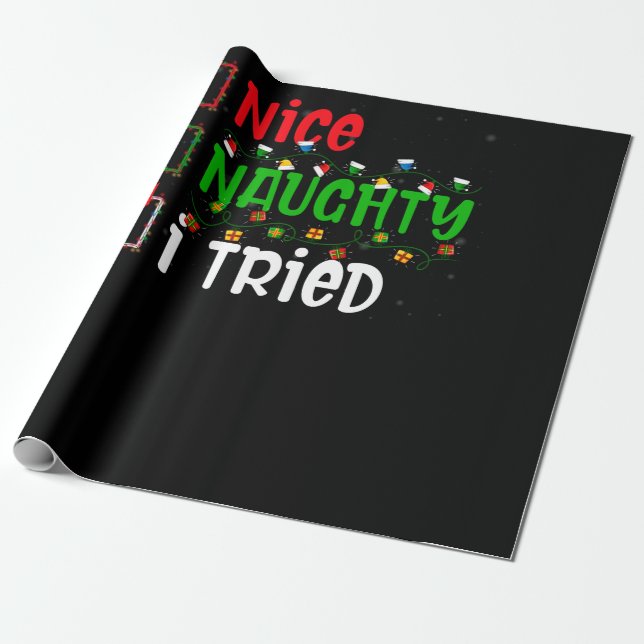 Christmas Nice Naughty I Tried Holiday Wrapping Paper (Unrolled)
