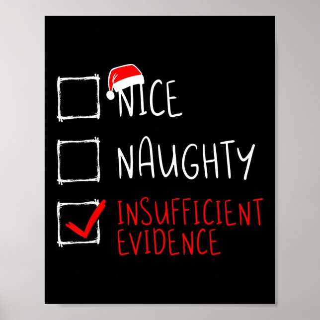 Christmas Nice Naughty Insufficient Evidence Funny Poster (Front)