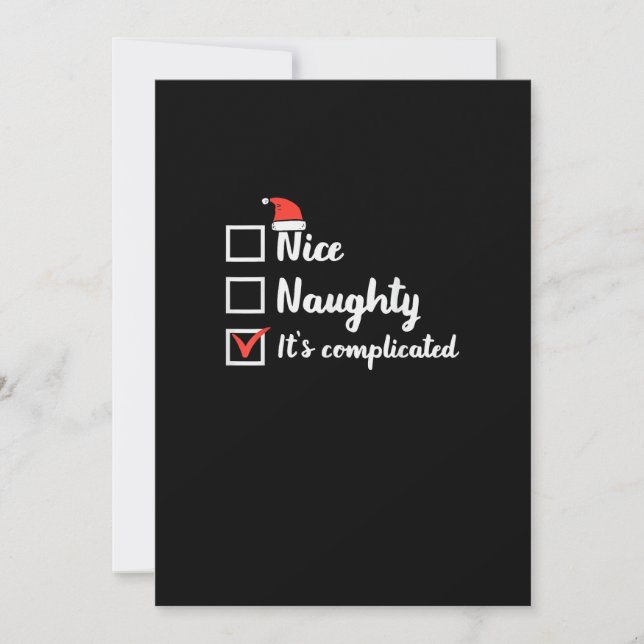 Christmas Nice Naughty Its Complicated Holiday Card (Front)