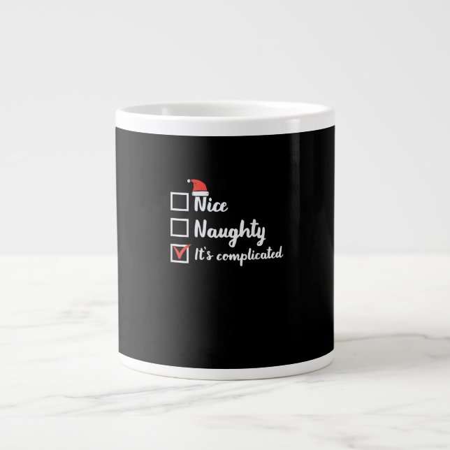 Christmas Nice Naughty Its Complicated  Large Coffee Mug (Front)