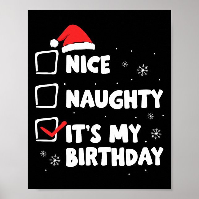 Christmas Nice Naughty It's My Birthday Xmas Party Poster (Front)