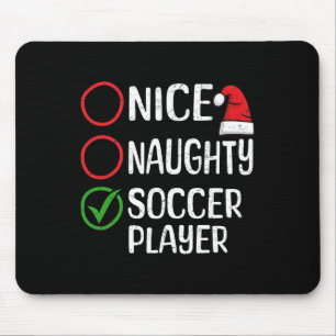 Christmas Nice Naughty Soccer Player Christmas Lis Mouse Mat