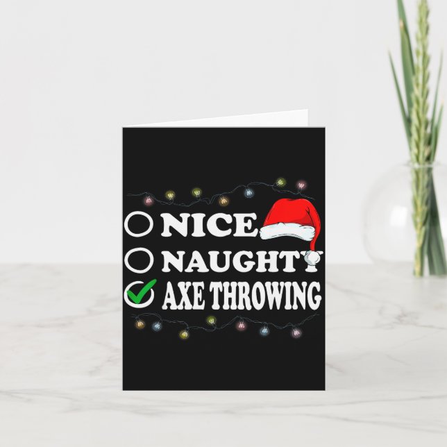 Christmas Nice Or Naughty Or Axe Throwing Pajama  Card (Front)