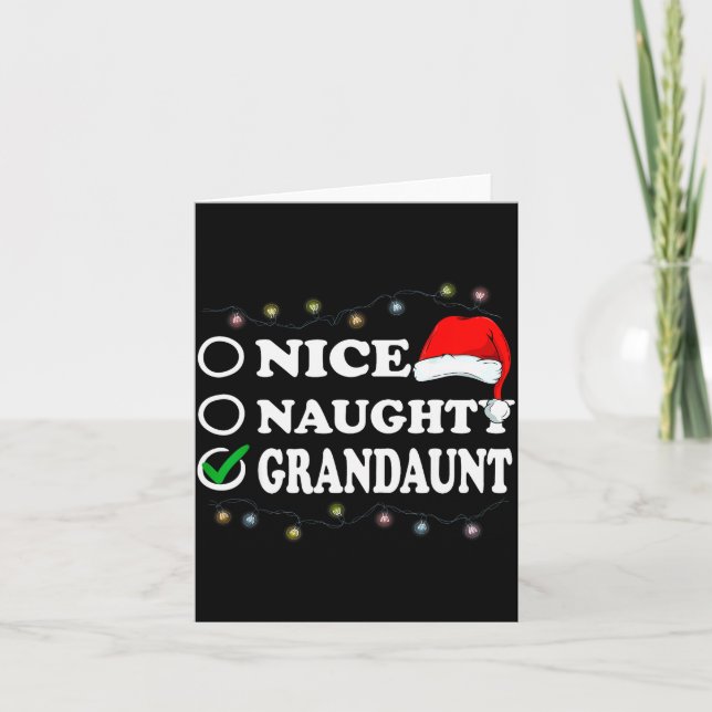 Christmas Nice Or Naughty Or Grandaunt Pajama  Card (Front)