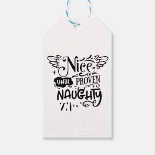 Christmas Nice Until Proven Naughty Funny Santa Gift Tags