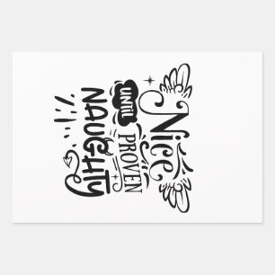 Christmas Nice Until Proven Naughty Funny Santa  Wrapping Paper Sheet