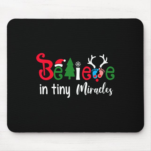 Christmas nicu nurse believe in tiny miracles wome mouse mat (Front)