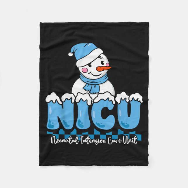 Christmas Nicu Snowman Neonatal Icu Nurse Squad Nu Fleece Blanket (Front)