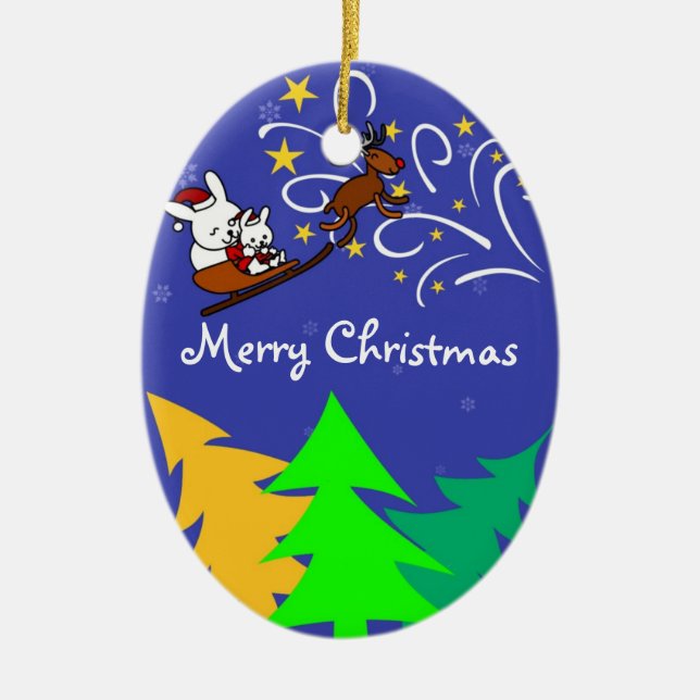 Christmas Night Ceramic Tree Decoration (Front)