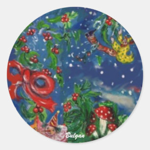 CHRISTMAS NIGHT CLASSIC ROUND STICKER