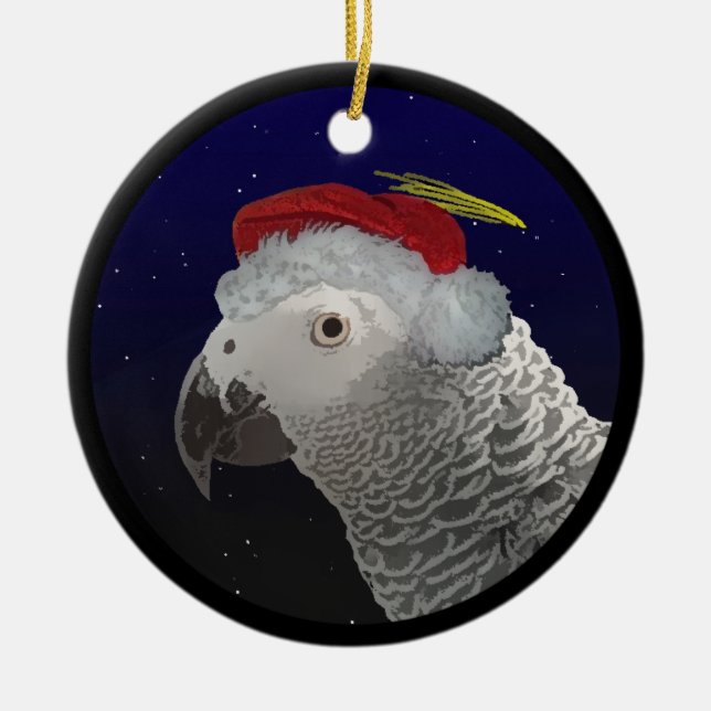 Christmas Night Congo African Grey Ornament (Front)