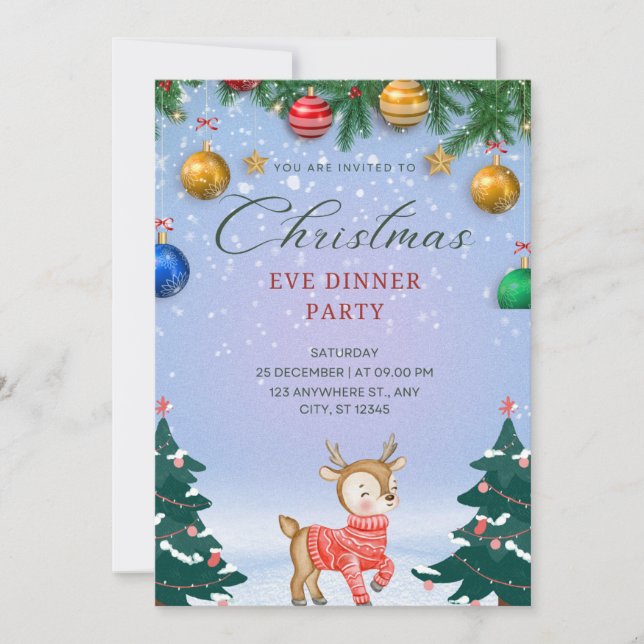 Christmas Night Dinner Party Invitation (Front)