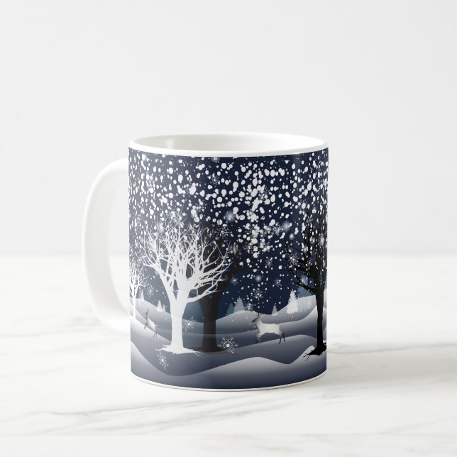 Christmas Night Fairy Tale. Fantasy Forest Coffee Mug (Front Left)