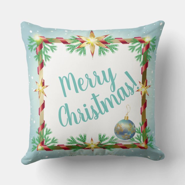Christmas Night Fairy Tale. Fantasy Snow Vintage Cushion (Back)