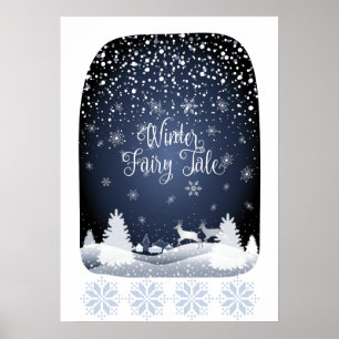 Christmas Night Fairy Tale Fantasy Snowy Forest Poster