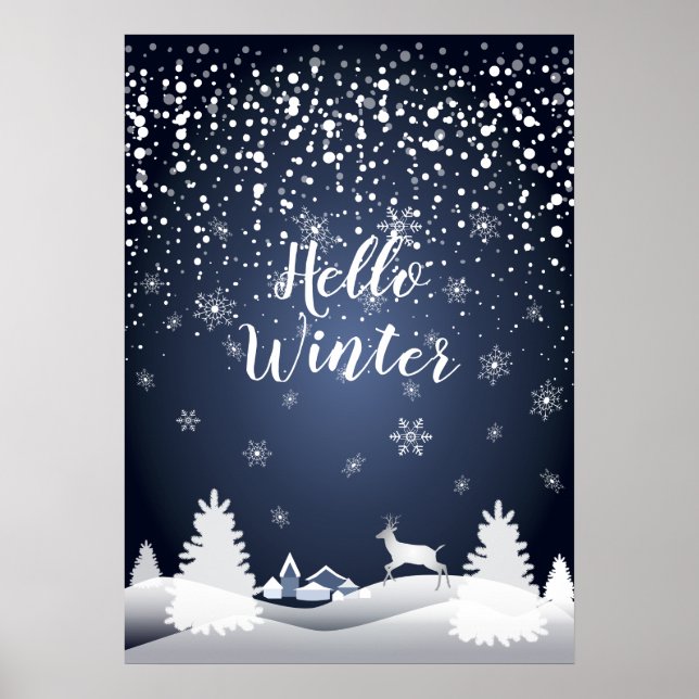 Christmas Night Fairy Tale Fantasy Snowy Forest Poster (Front)