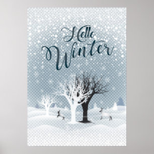 Christmas Night Fairy Tale Fantasy Snowy Forest Poster