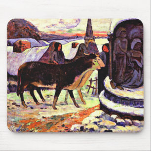Christmas Night, fine art painting by Gauguin Mouse Mat