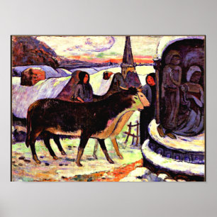 Christmas Night, fine art painting by Gauguin Poster