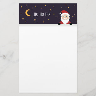 Christmas night moon and Santa Claus saying Hohoho Stationery