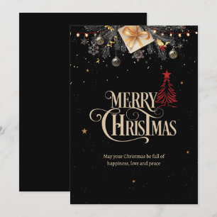 Christmas Night Party Invitation, Black And Gold  Invitation