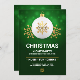 Christmas Night Party Invitation, Merry Christmas  Holiday Card