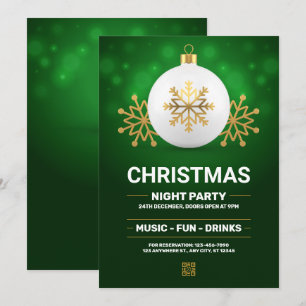 Christmas Night Party Invitation, Merry Christmas Holiday Card