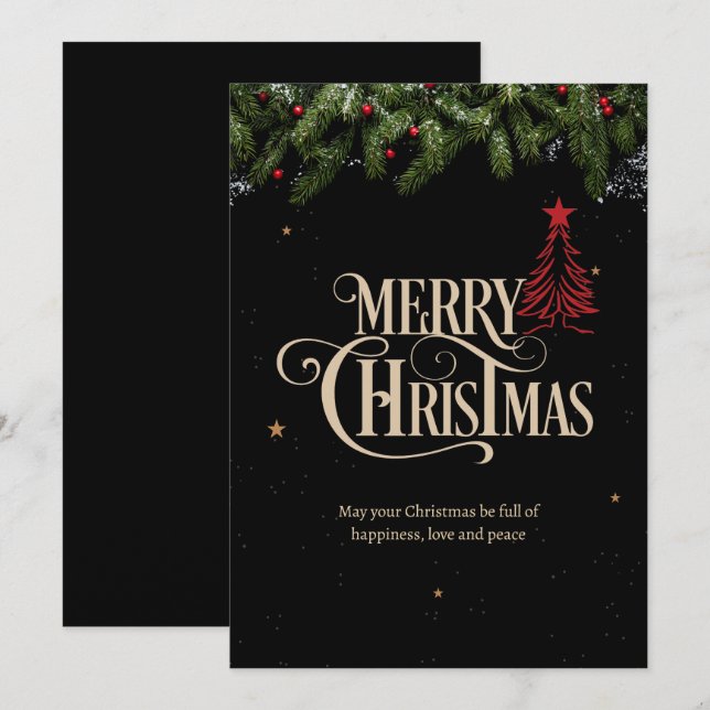 Christmas Night Party Minimalist Christmas Eve  Holiday Card (Front/Back)